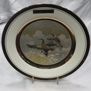 Original Chokin Collection Dynasty Gallery - Mallard Plate with 14k Gold Rim